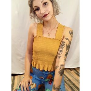 Yellow Peplum cropped tank